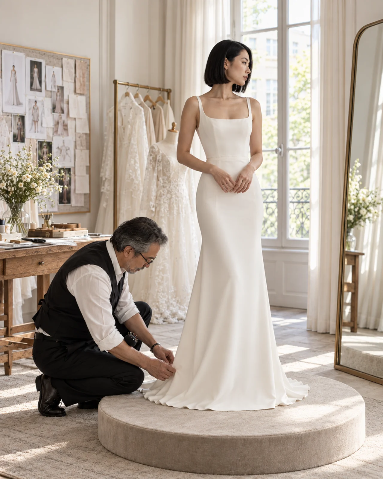 Private bridal gown fitting